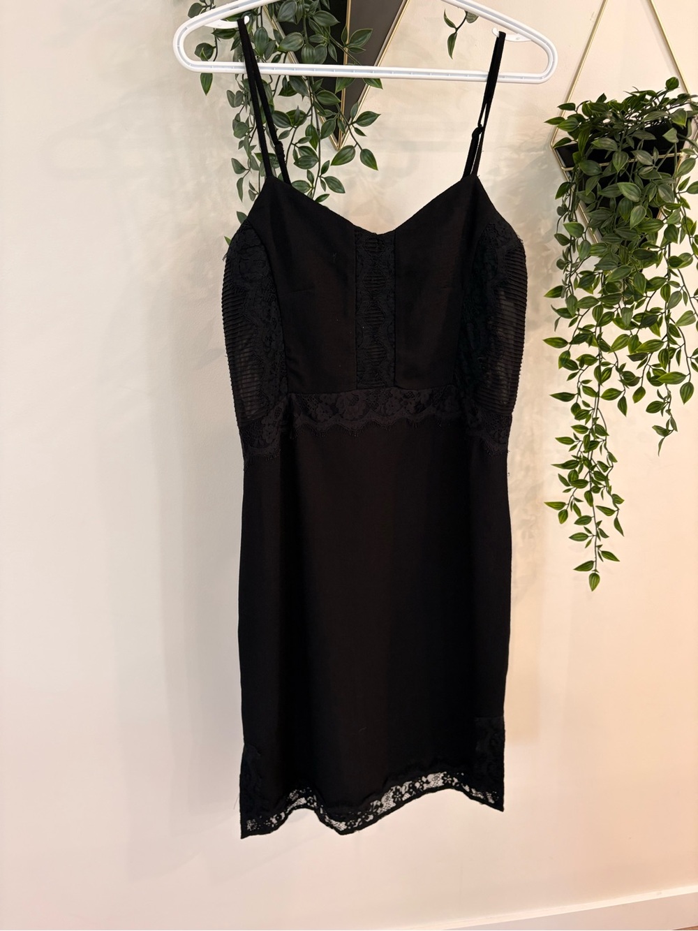 Dex Black Lace Trim Slip Dress